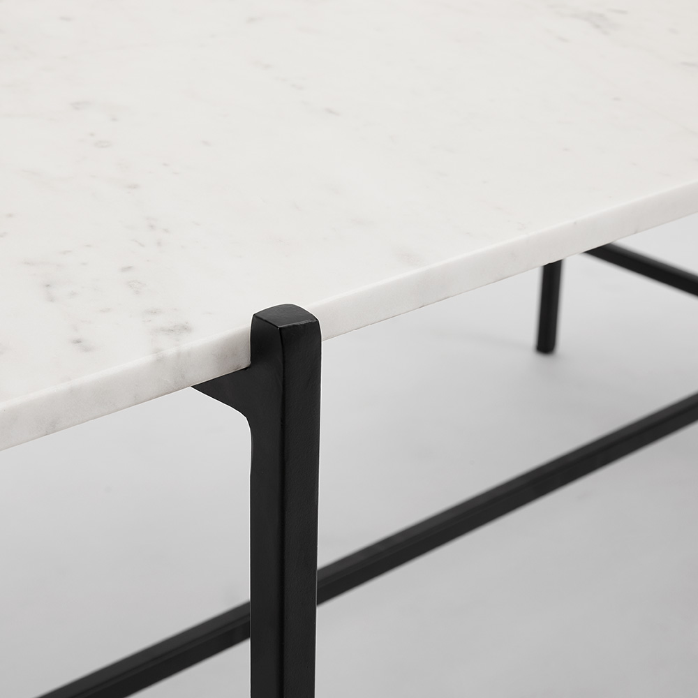Ida White Marble Top Coffee Table: Black Frame